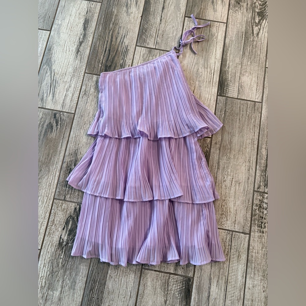 Lavender Tiered Pleated Dress